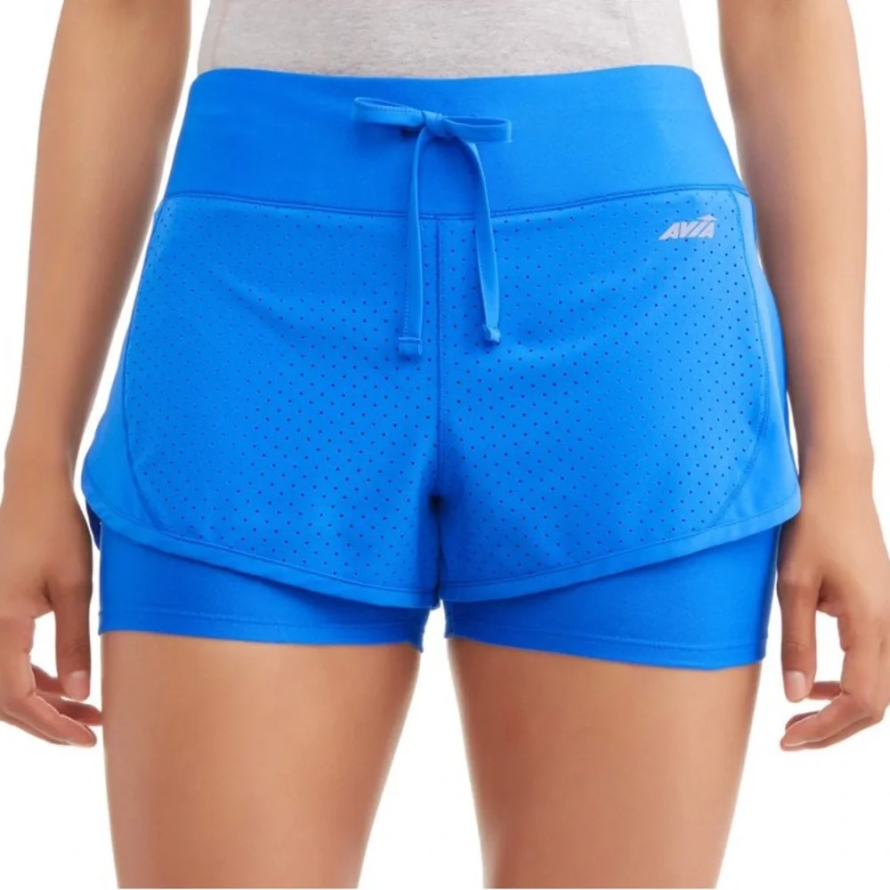 Running Shorts Active Perforated Built- In Compression Blue Womens Size Small
